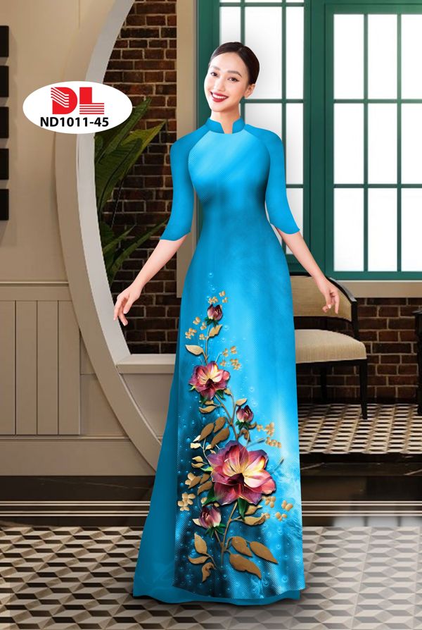 Vải Áo Dài Hoa In 3D AD ND1011 15